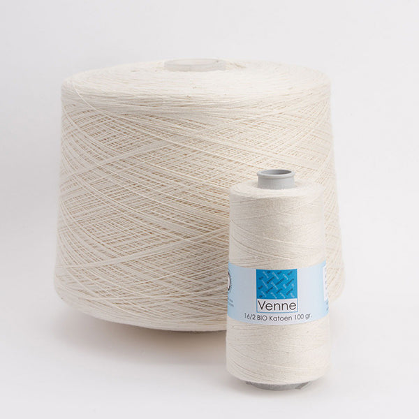 BIO BOMULDSGARN Ne 16/2 - Nm 28/2  (100 g/1 kg - ubleget) 5-7000